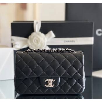 Chanel Quilted Lambskin Mini Classic Flap Bag A01116 Black/Silver 2024 Original Quality (MHE-24031409)