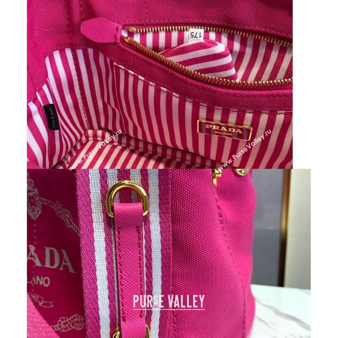 Prada Small Cotton Canvas Tote 1BG439 Dark Pink 2021 (YZ-21080440)