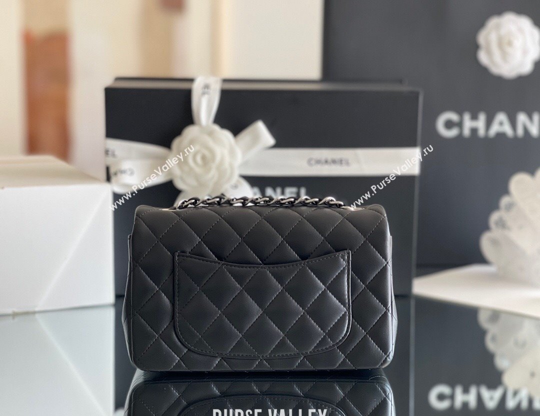 Chanel Quilted Lambskin Mini Classic Flap Bag A01116 Black/Silver 2024 Original Quality (MHE-24031409)