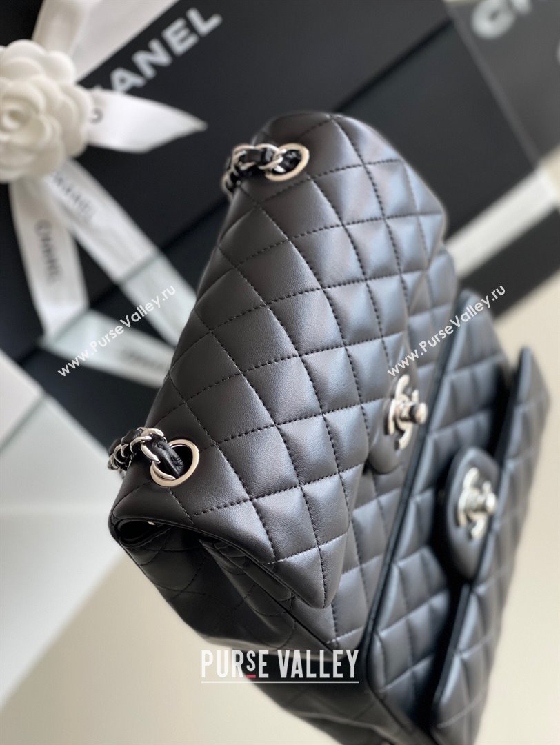 Chanel Quilted Lambskin Mini Classic Flap Bag A01116 Black/Silver 2024 Original Quality (MHE-24031409)