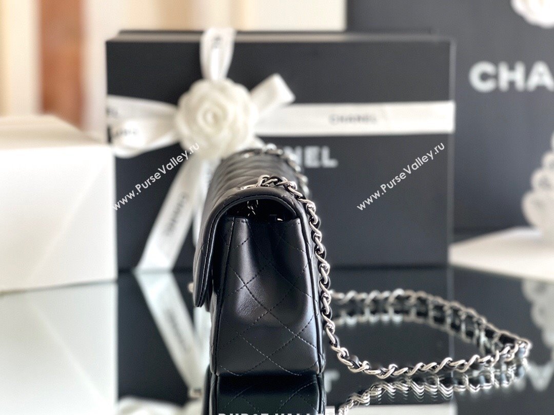 Chanel Quilted Lambskin Mini Classic Flap Bag A01116 Black/Silver 2024 Original Quality (MHE-24031409)