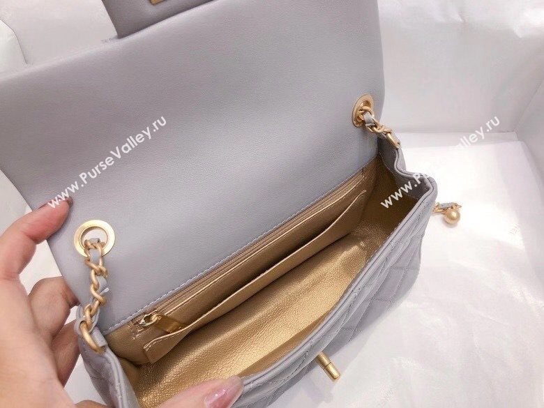 Chanel Lambskin & Gold-Tone Metal Flap Bag AS1787 Gray 2020 TOP (SMJD-20112334)