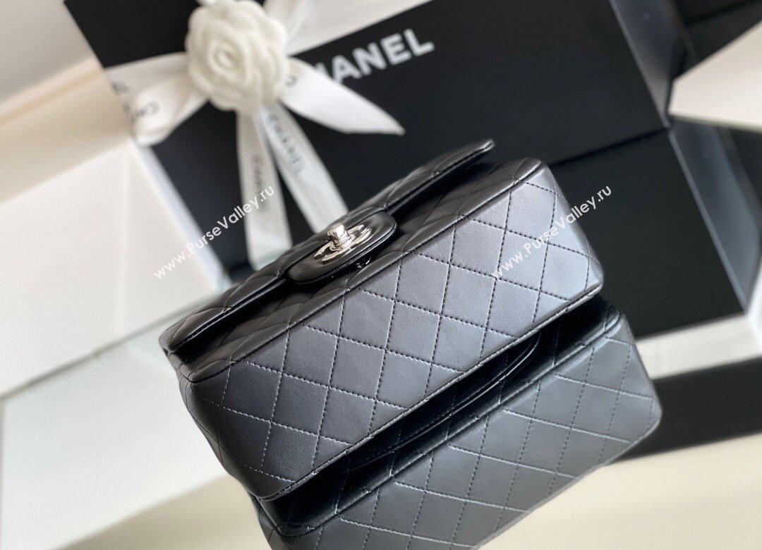 Chanel Quilted Lambskin Mini Classic Flap Bag A01116 Black/Silver 2024 Original Quality (MHE-24031409)