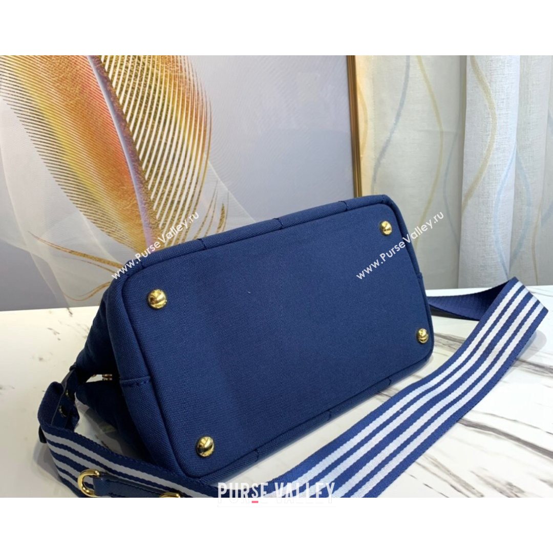 Prada Small Cotton Canvas Tote 1BG439 Navy Blue 2021 (YZ-21080441)