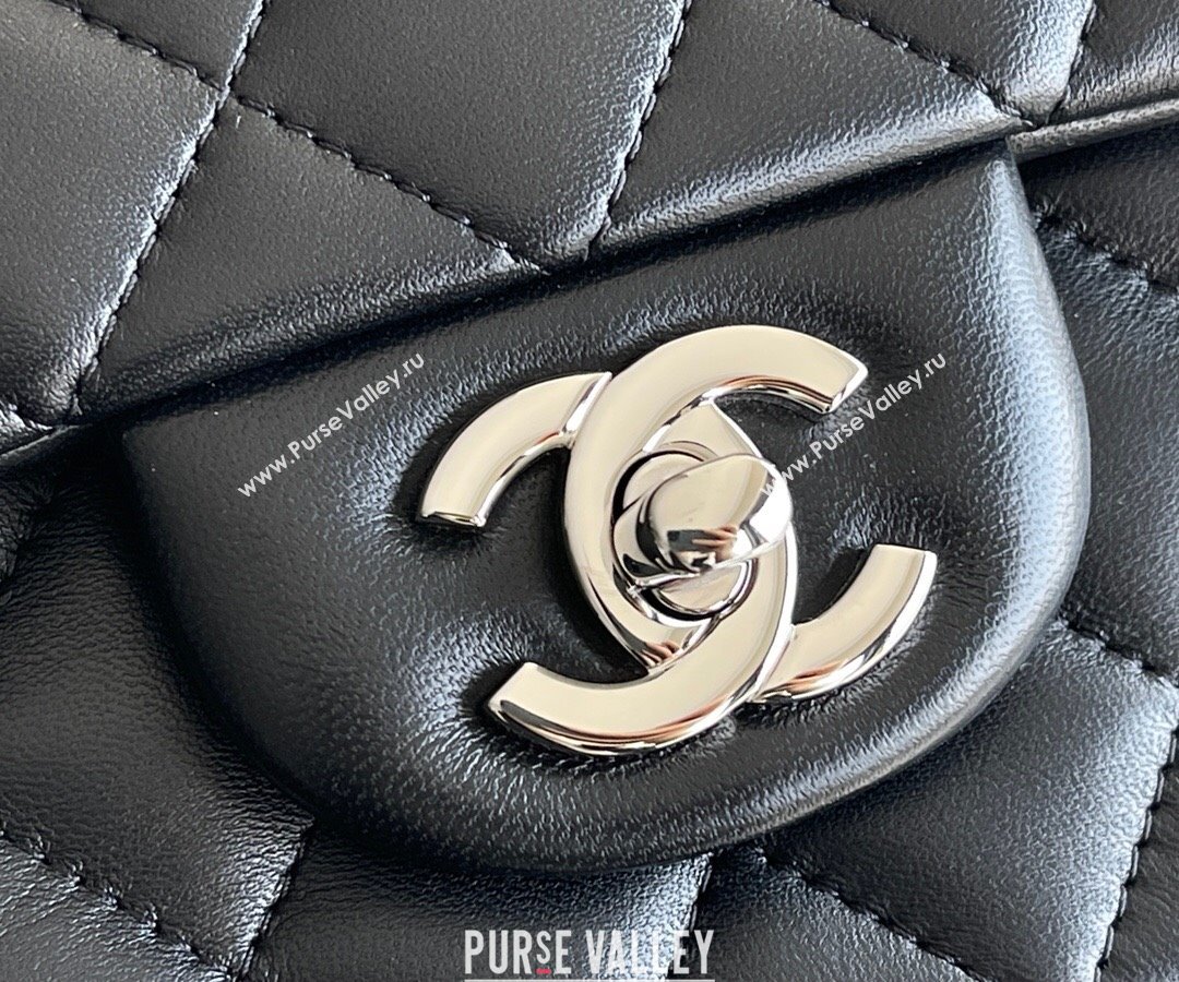 Chanel Quilted Lambskin Mini Classic Flap Bag A01116 Black/Silver 2024 Original Quality (MHE-24031409)