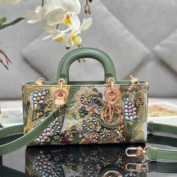 Dior Medium Lady D-Joy Bag in D-Lace Macrame-Effect Motif Embroidery M0540 Green 2024 (XXG-24070323)