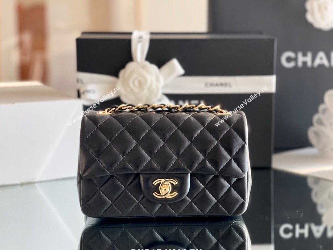 Chanel Quilted Lambskin Mini Classic Flap Bag A01116 Black/Gold 2024 Original Quality (MHE-24031411)