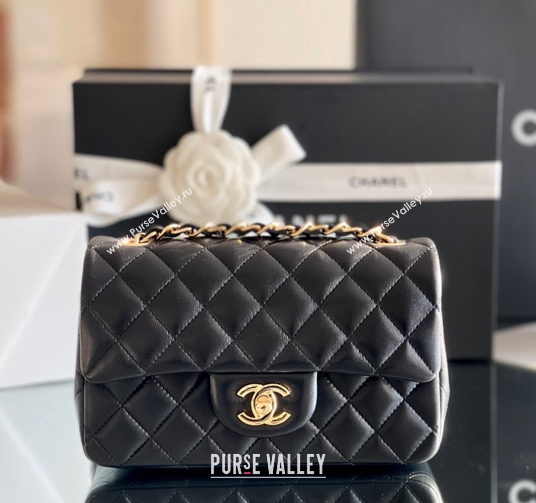 Chanel Quilted Lambskin Mini Classic Flap Bag A01116 Black/Gold 2024 Original Quality (MHE-24031411)