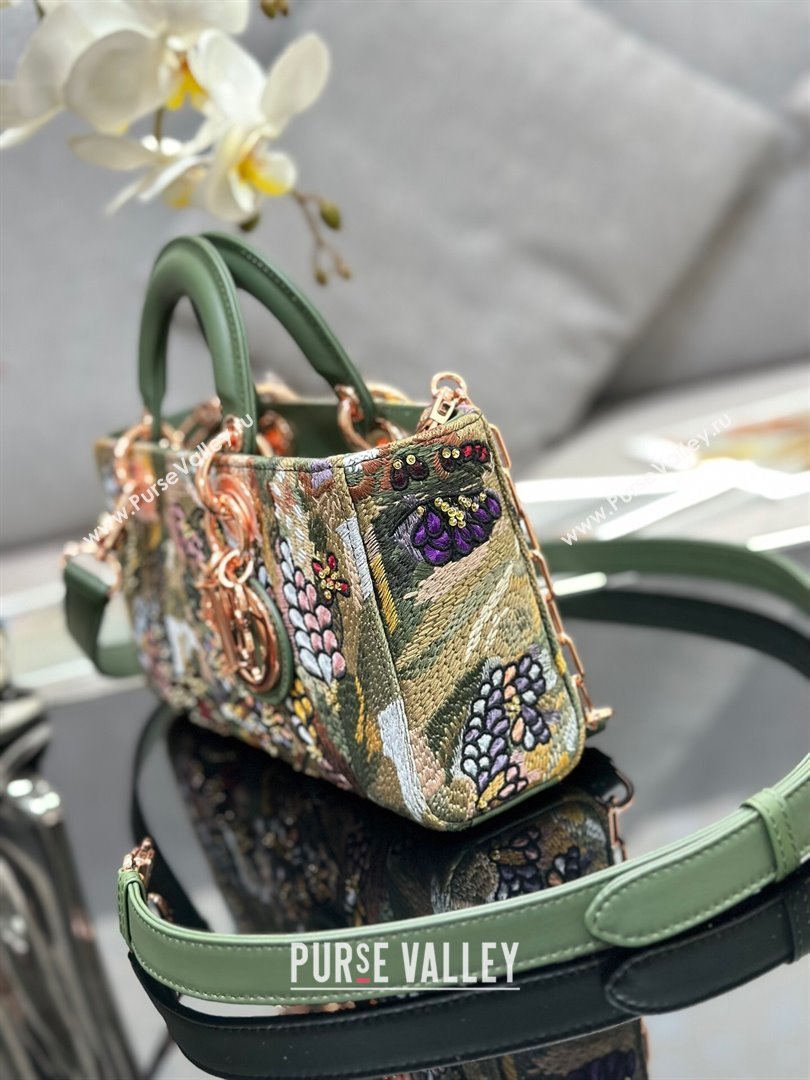 Dior Medium Lady D-Joy Bag in D-Lace Macrame-Effect Motif Embroidery M0540 Green 2024 (XXG-24070323)