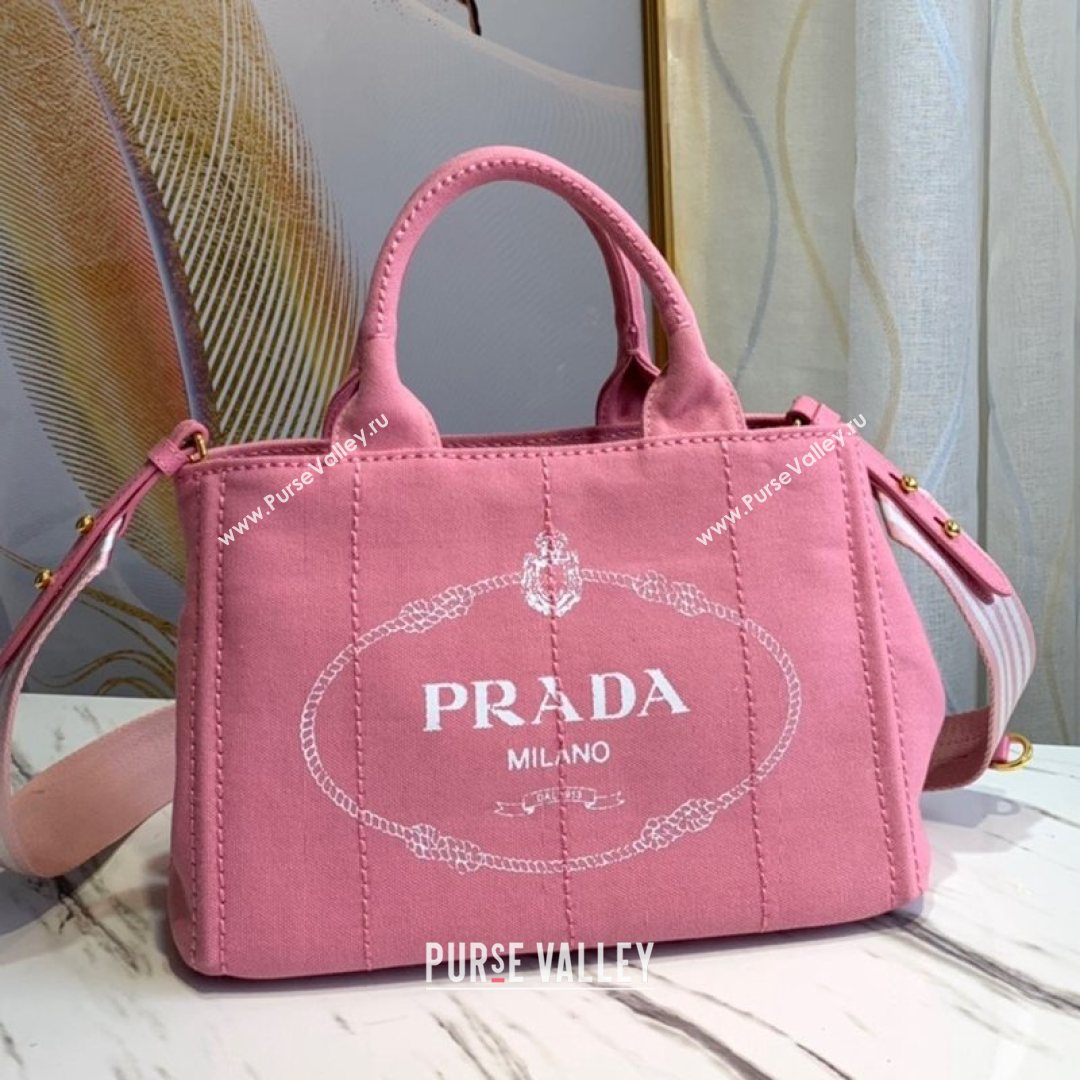 Prada Small Cotton Canvas Tote 1BG439 Light Pink 2021 (YZ-21080442)