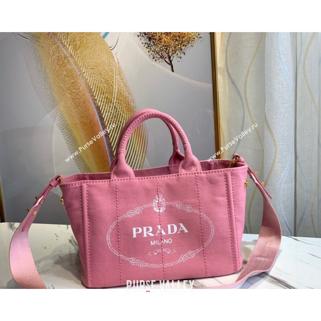 Prada Small Cotton Canvas Tote 1BG439 Light Pink 2021 (YZ-21080442)