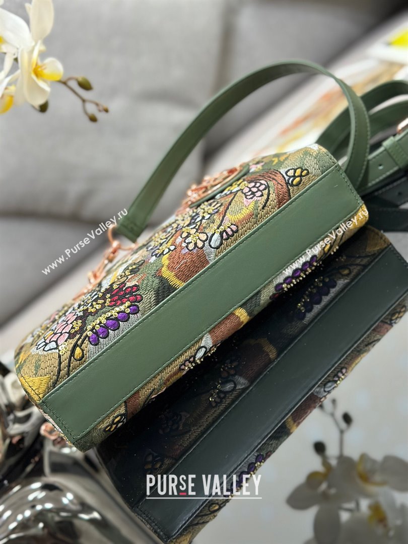 Dior Medium Lady D-Joy Bag in D-Lace Macrame-Effect Motif Embroidery M0540 Green 2024 (XXG-24070323)