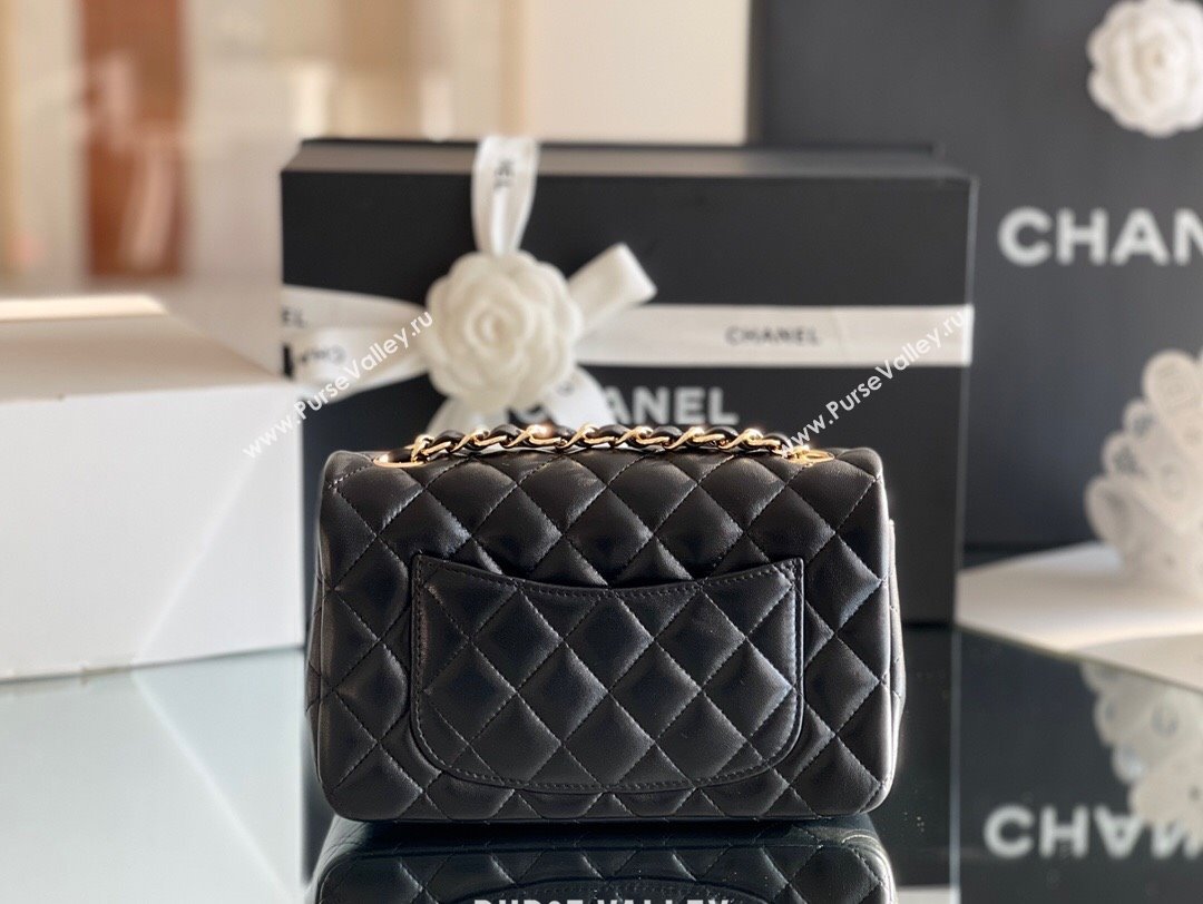 Chanel Quilted Lambskin Mini Classic Flap Bag A01116 Black/Gold 2024 Original Quality (MHE-24031411)
