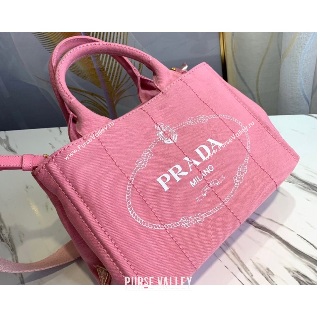 Prada Small Cotton Canvas Tote 1BG439 Light Pink 2021 (YZ-21080442)