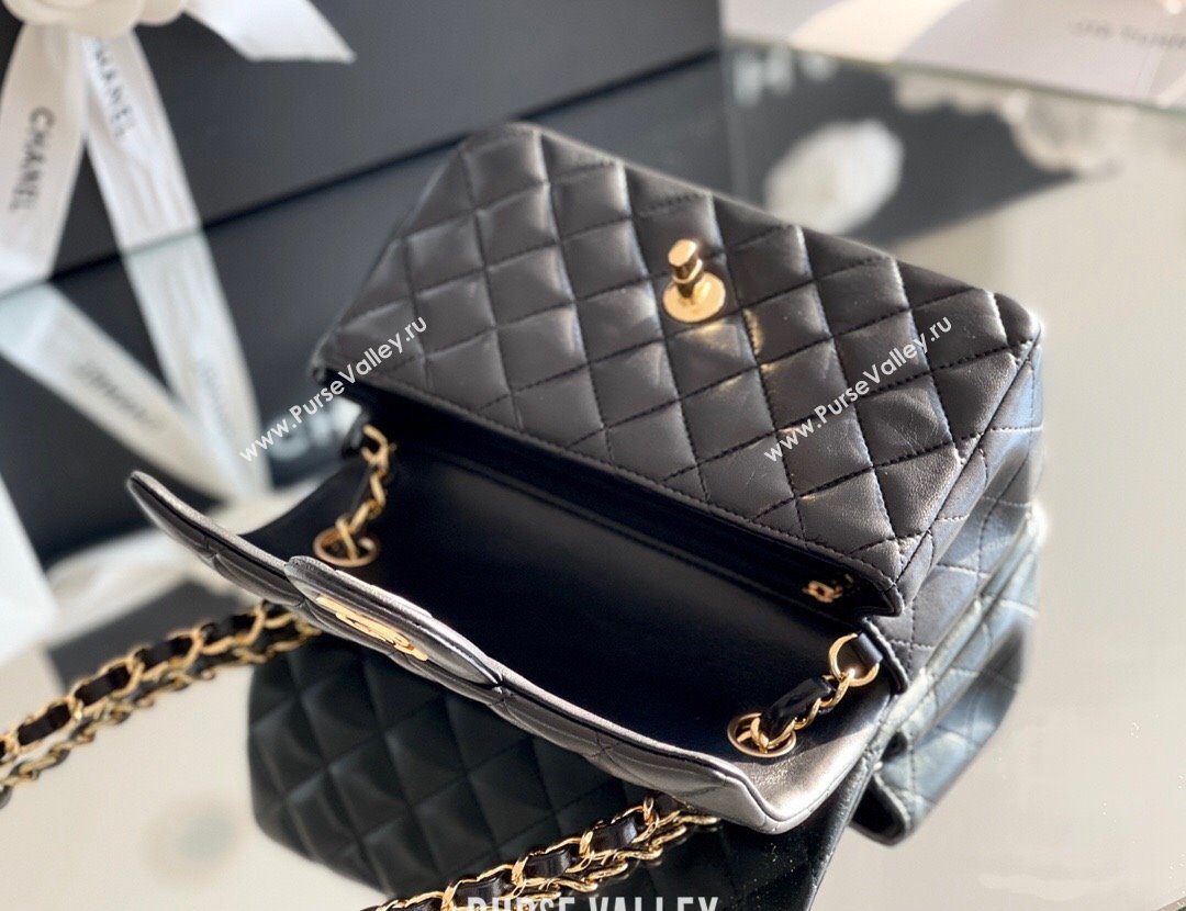 Chanel Quilted Lambskin Mini Classic Flap Bag A01116 Black/Gold 2024 Original Quality (MHE-24031411)