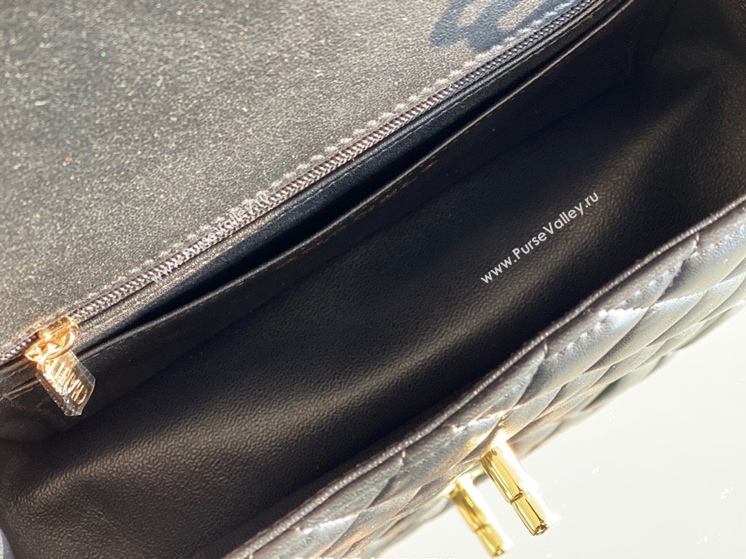 Chanel Quilted Lambskin Mini Classic Flap Bag A01116 Black/Gold 2024 Original Quality (MHE-24031411)