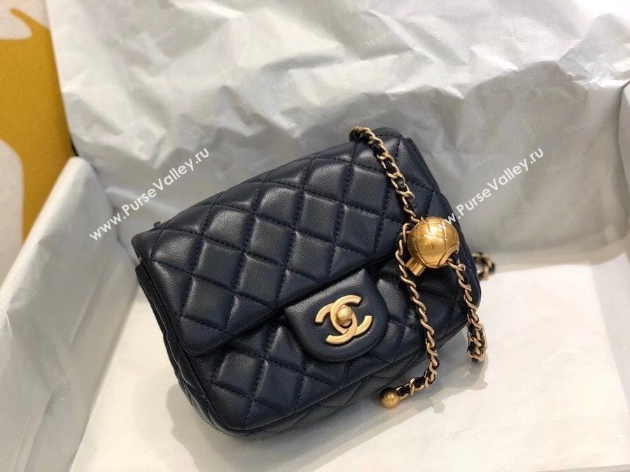 Chanel Lambskin & Gold-Tone Metal Flap Bag AS1786 Navy Blue 2020 TOP (SMJD-20112329)