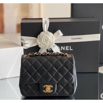 Chanel Quilted Lambskin Mini Square Flap Bag A01117 Black/Gold 2024 Original Quality (MHE-24031415)
