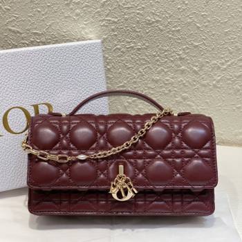 Dior My Dior Mini Bag in Burgundy Cannage Lambskin 0980 2024 (DMZ-24050725)