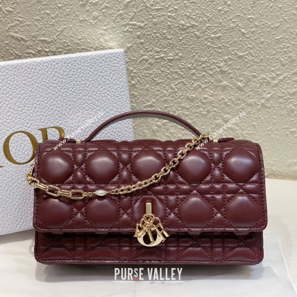 Dior My Dior Mini Bag in Burgundy Cannage Lambskin 0980 2024 (DMZ-24050725)