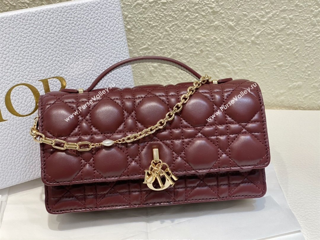 Dior My Dior Mini Bag in Burgundy Cannage Lambskin 0980 2024 (DMZ-24050725)