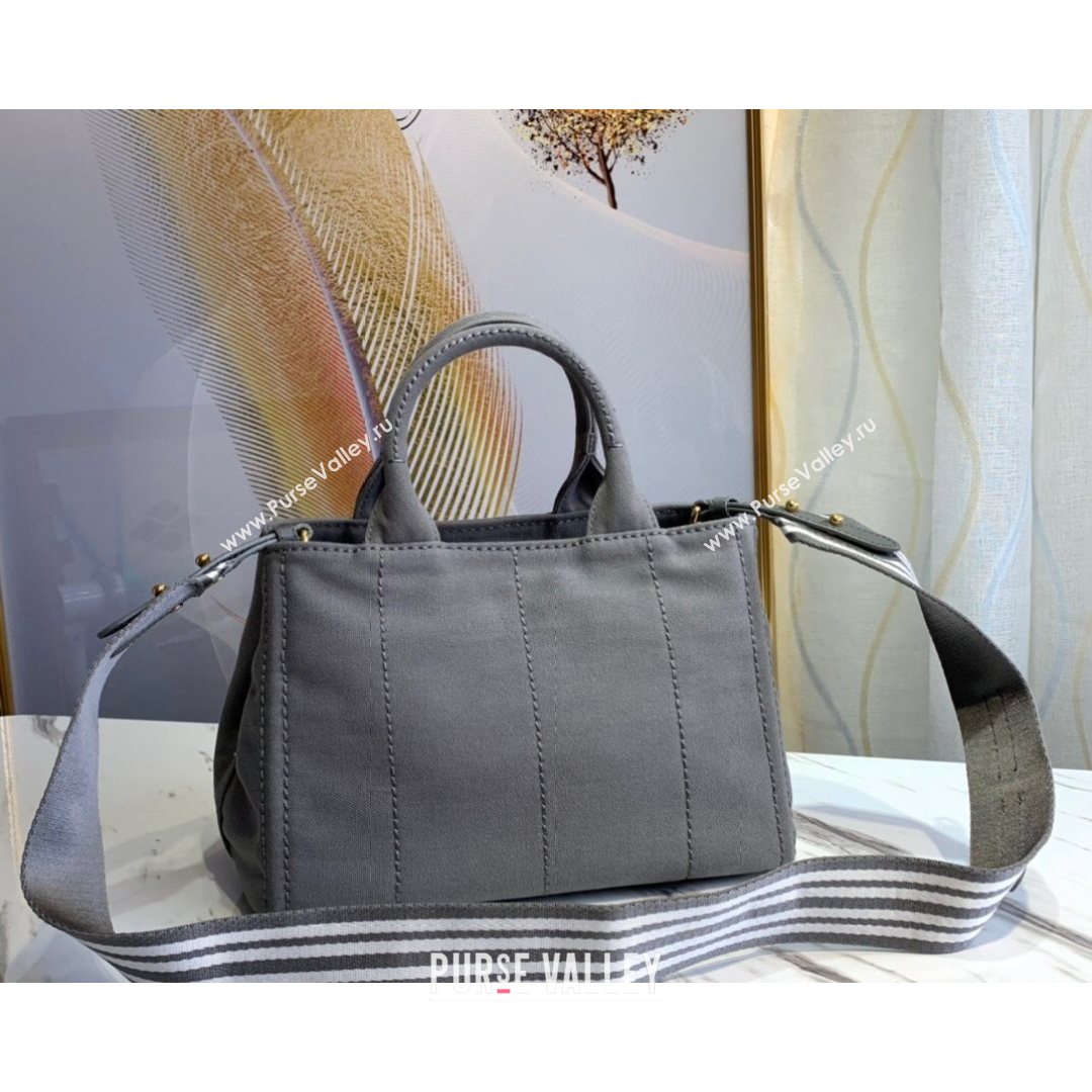 Prada Small Cotton Canvas Tote 1BG439 Grey 2021 (YZ-21080443)