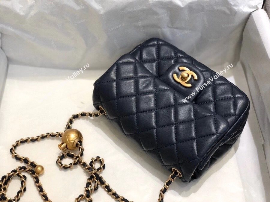 Chanel Lambskin & Gold-Tone Metal Flap Bag AS1786 Navy Blue 2020 TOP (SMJD-20112329)