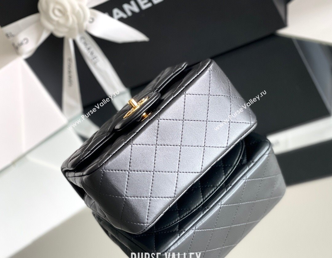 Chanel Quilted Lambskin Mini Square Flap Bag A01117 Black/Gold 2024 Original Quality (MHE-24031415)
