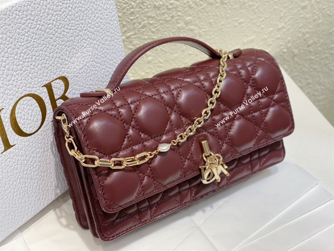 Dior My Dior Mini Bag in Burgundy Cannage Lambskin 0980 2024 (DMZ-24050725)