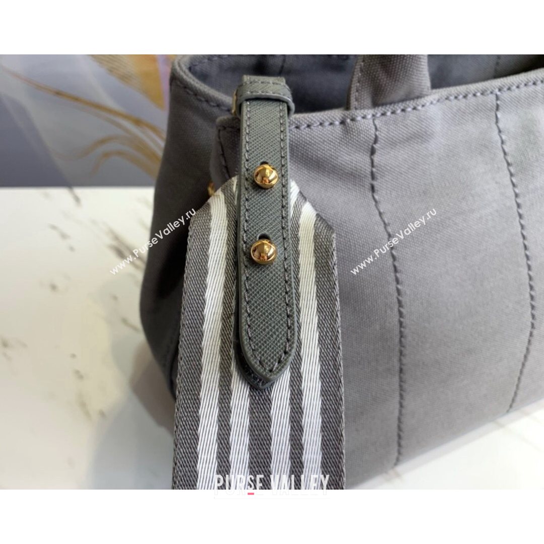 Prada Small Cotton Canvas Tote 1BG439 Grey 2021 (YZ-21080443)