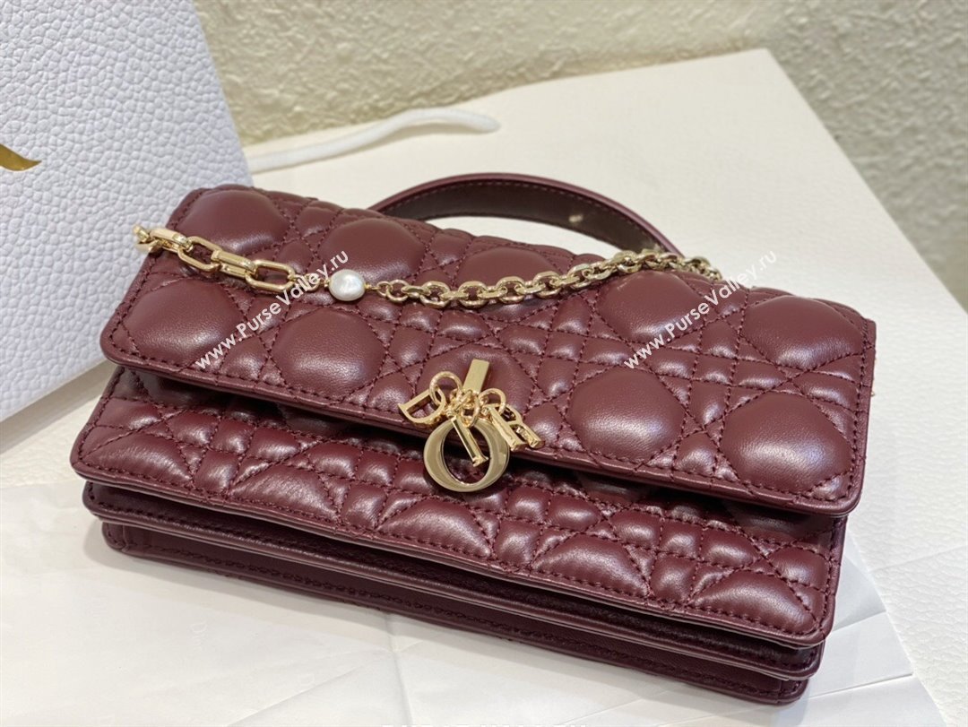 Dior My Dior Mini Bag in Burgundy Cannage Lambskin 0980 2024 (DMZ-24050725)