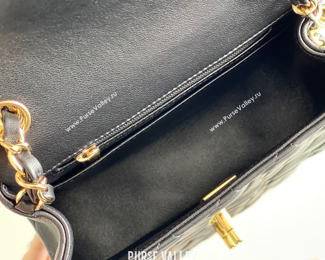 Chanel Quilted Lambskin Mini Square Flap Bag A01117 Black/Gold 2024 Original Quality (MHE-24031415)