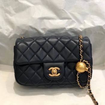 Chanel Lambskin & Gold-Tone Metal Flap Bag AS1787 Navy Blue 2020 TOP (SMJD-20112335)