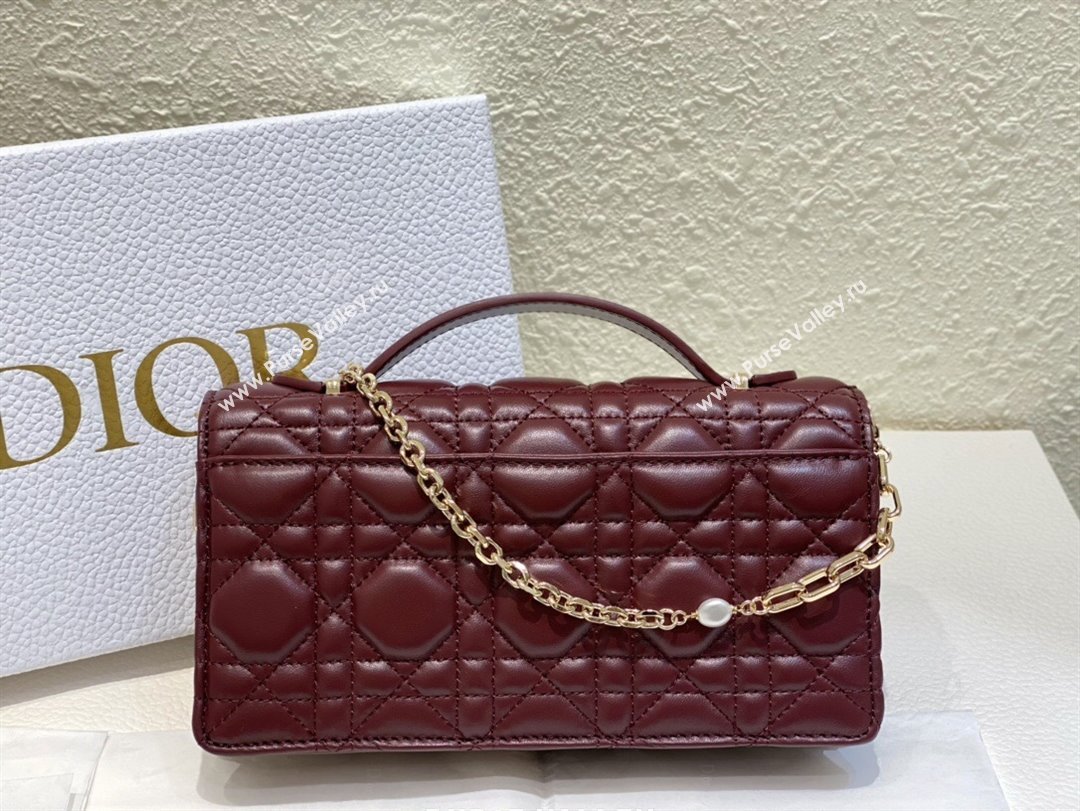 Dior My Dior Mini Bag in Burgundy Cannage Lambskin 0980 2024 (DMZ-24050725)