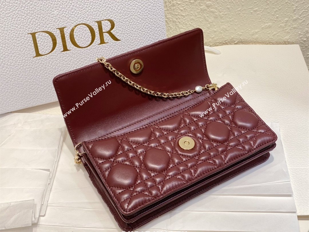 Dior My Dior Mini Bag in Burgundy Cannage Lambskin 0980 2024 (DMZ-24050725)