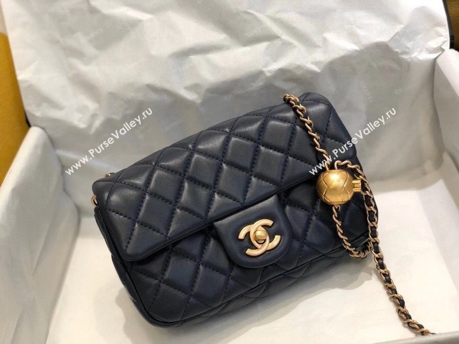 Chanel Lambskin & Gold-Tone Metal Flap Bag AS1787 Navy Blue 2020 TOP (SMJD-20112335)