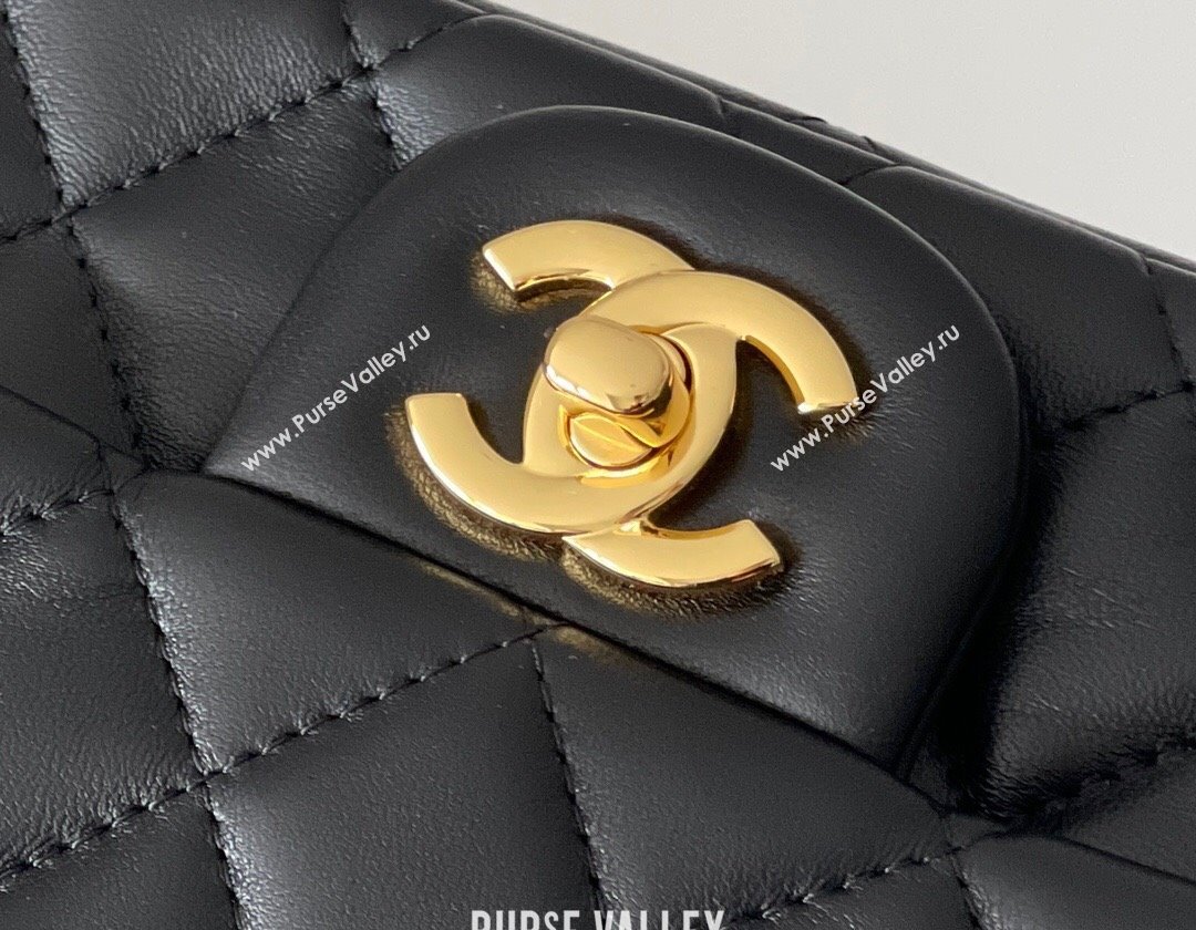 Chanel Quilted Lambskin Mini Square Flap Bag A01117 Black/Gold 2024 Original Quality (MHE-24031415)