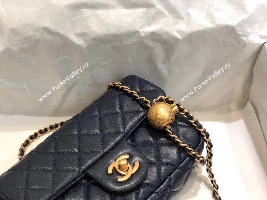 Chanel Lambskin & Gold-Tone Metal Flap Bag AS1787 Navy Blue 2020 TOP (SMJD-20112335)