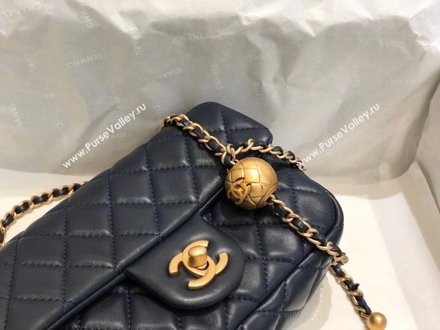 Chanel Lambskin & Gold-Tone Metal Flap Bag AS1787 Navy Blue 2020 TOP (SMJD-20112335)