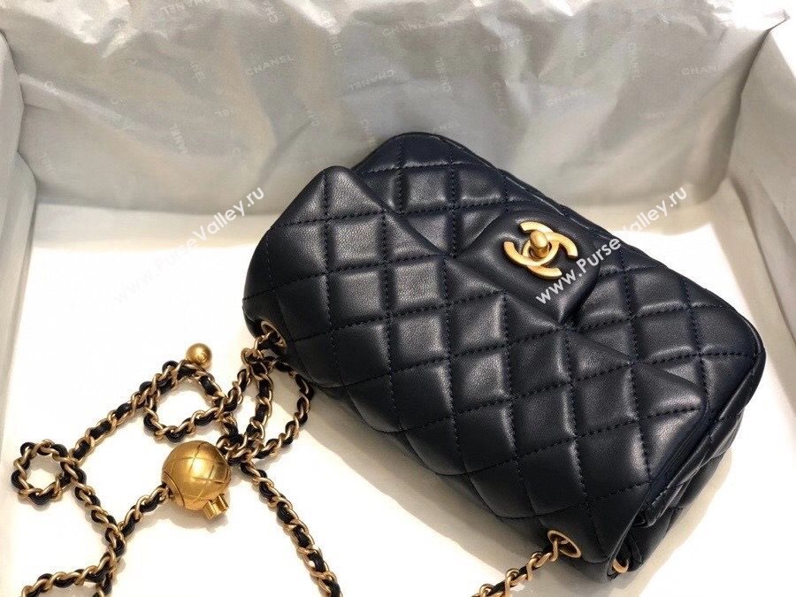 Chanel Lambskin & Gold-Tone Metal Flap Bag AS1787 Navy Blue 2020 TOP (SMJD-20112335)