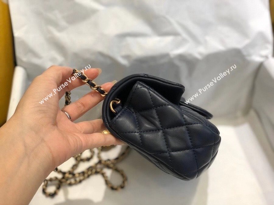 Chanel Lambskin & Gold-Tone Metal Flap Bag AS1787 Navy Blue 2020 TOP (SMJD-20112335)