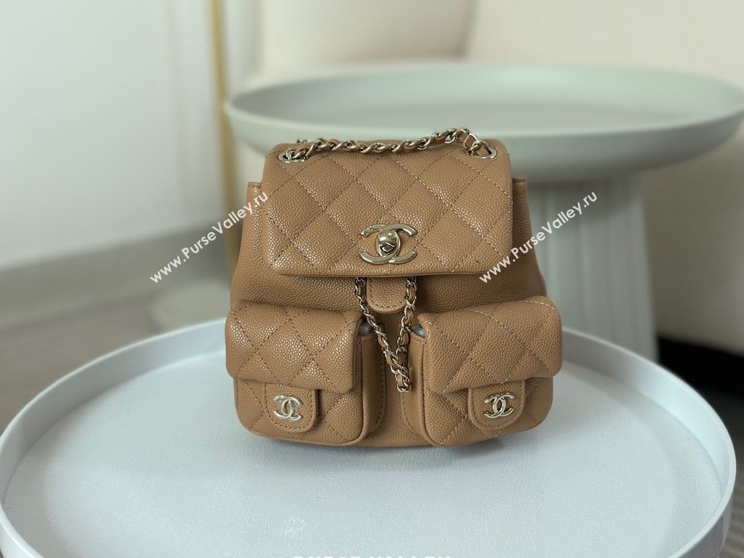 Chanel Grained Calfskin Small Backpack Bag AS3787 Brown 2023 Top (SM-23112810)