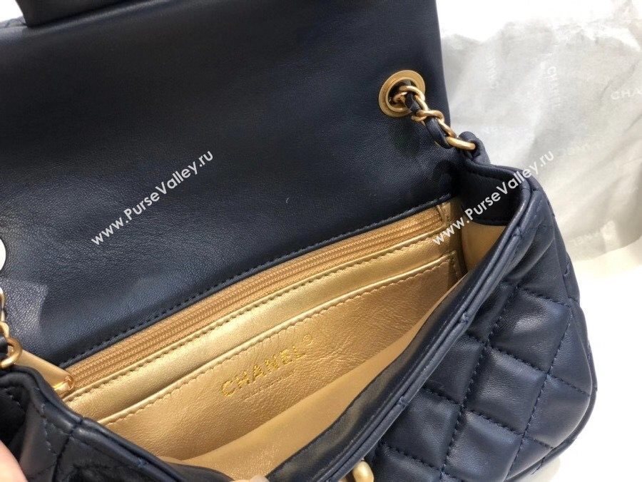 Chanel Lambskin & Gold-Tone Metal Flap Bag AS1787 Navy Blue 2020 TOP (SMJD-20112335)