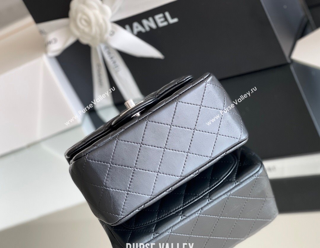 Chanel Quilted Lambskin Mini Square Flap Bag A01117 Black/Silver 2024 Original Quality (MHE-24031416)