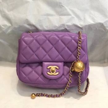 Chanel Lambskin & Gold-Tone Metal Flap Bag AS1786 Purple 2020 TOP (SMJD-20112331)