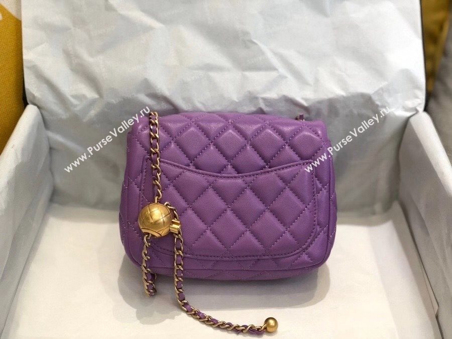 Chanel Lambskin & Gold-Tone Metal Flap Bag AS1786 Purple 2020 TOP (SMJD-20112331)