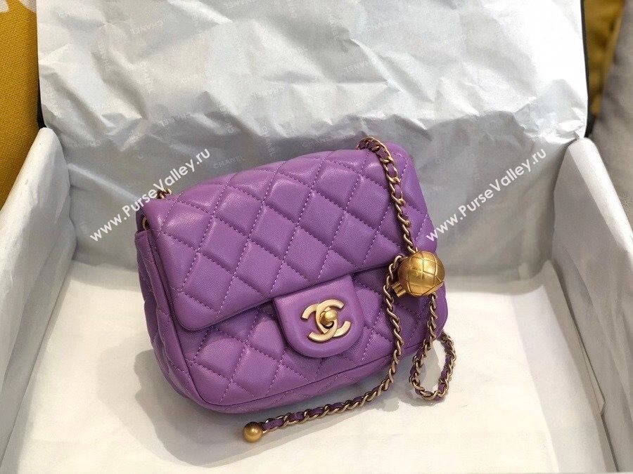 Chanel Lambskin & Gold-Tone Metal Flap Bag AS1786 Purple 2020 TOP (SMJD-20112331)