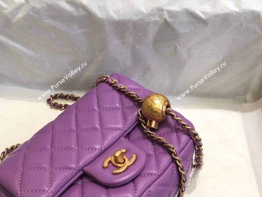 Chanel Lambskin & Gold-Tone Metal Flap Bag AS1786 Purple 2020 TOP (SMJD-20112331)