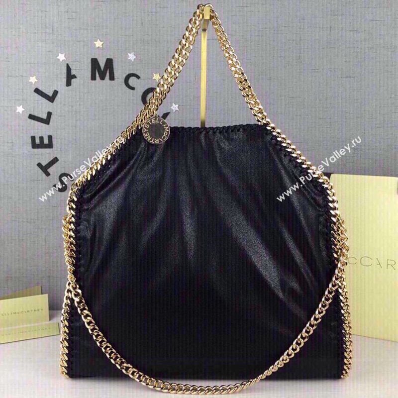 Stella McCartney Falabella Fold Over Tote Bag Black/Gold 2020 (WJ-20121632)