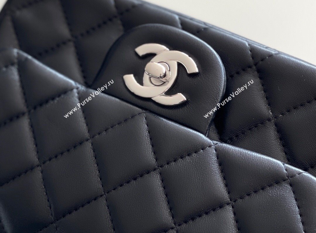 Chanel Quilted Lambskin Mini Square Flap Bag A01117 Black/Silver 2024 Original Quality (MHE-24031416)